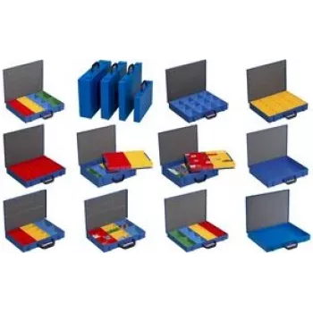 Mala de pequenas peças allit EuroPlus Pro M 44H-48 azul – Caixa organizadora de metal, mala de armazenamento portátil para pequenas peças