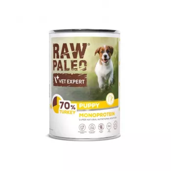 RAW PALEO Puppy Monoprotein Turkey - Comida húmida para cachorros - 400 g