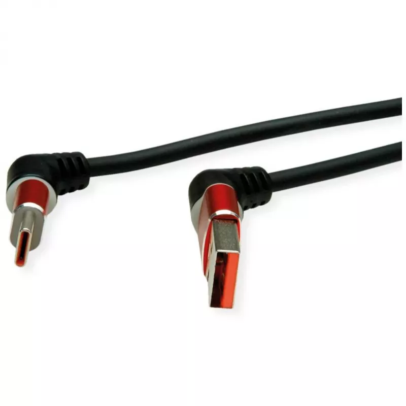 Cabo ROLINE USB 2.0 Type-C - Type-A ST/ST rotação 360° preto vermelho 1 m 11.02. - cabo - digital/dados