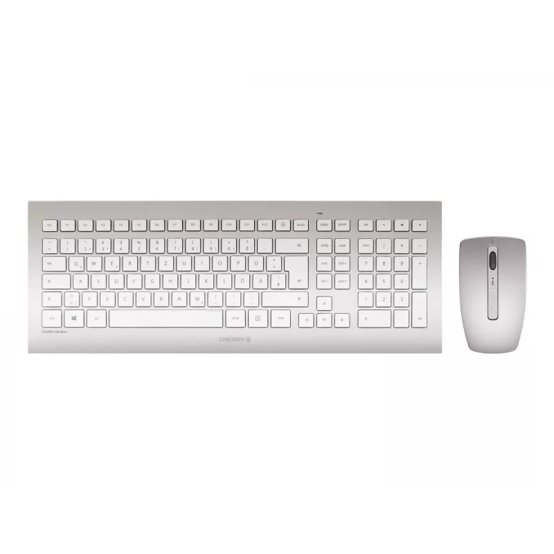 CHERRY DW 8000 Teclado e rato incluídos Escritório RF Wireless Francês Prateado, Branco