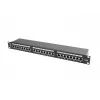 Patch panel 1U LANBERG PPS6-1024-B, 24 portas Cat6, metal, preto, 442×114,5×44,5 mm