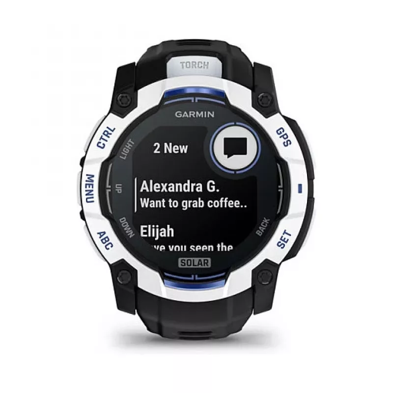 Smartwatch GARMIN Instinct 3,05 cm (1,2 polegadas) AMOLED 45 mm 390x390 px ecrã tátil preto branco GPS 4 GB 53 g pulseira de silicone