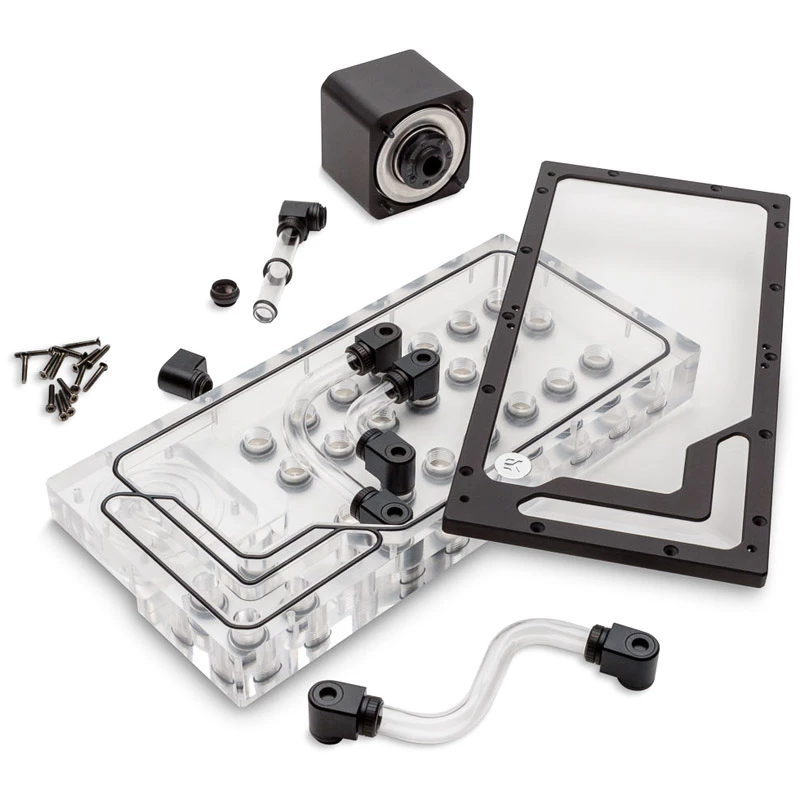 Placa de distribuição de bomba EK Water Blocks EK-QuantumX Loophole D5 PWM preto plexiglas