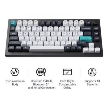 Teclado mecânico Keychron Q1 Max 75% com Banana Switches, Carbon Black