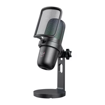 Microfone Onikuma M-730 RGB (preto) — microfone gaming USB/PC com iluminação RGB