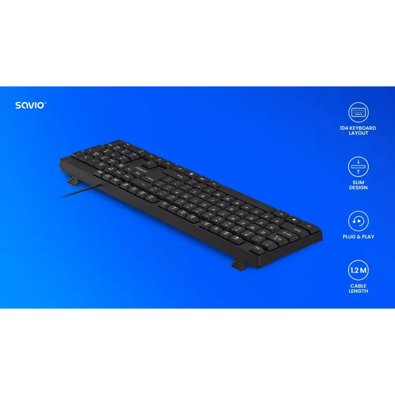 Savio KB-01 teclado Home/Office USB QWERTY US inglês preto