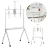 Suporte de TV de chão MACLEAN MC-114 W para ecrãs 55-100 polegadas, branco, VESA até 900x600, carga máxima 120 kg, altura 115–152 cm, prateleira