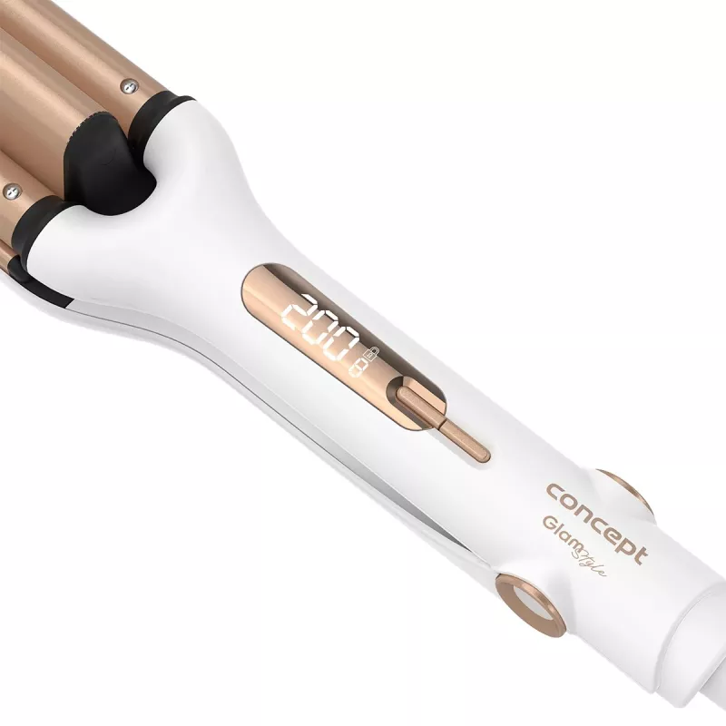 Concept GLAM Style KT2140 modelador de ondas para o cabelo, 100 W, 9 níveis de temperatura, revestimento cerâmico, cabo giratório de 1,8 m, ouro rosa