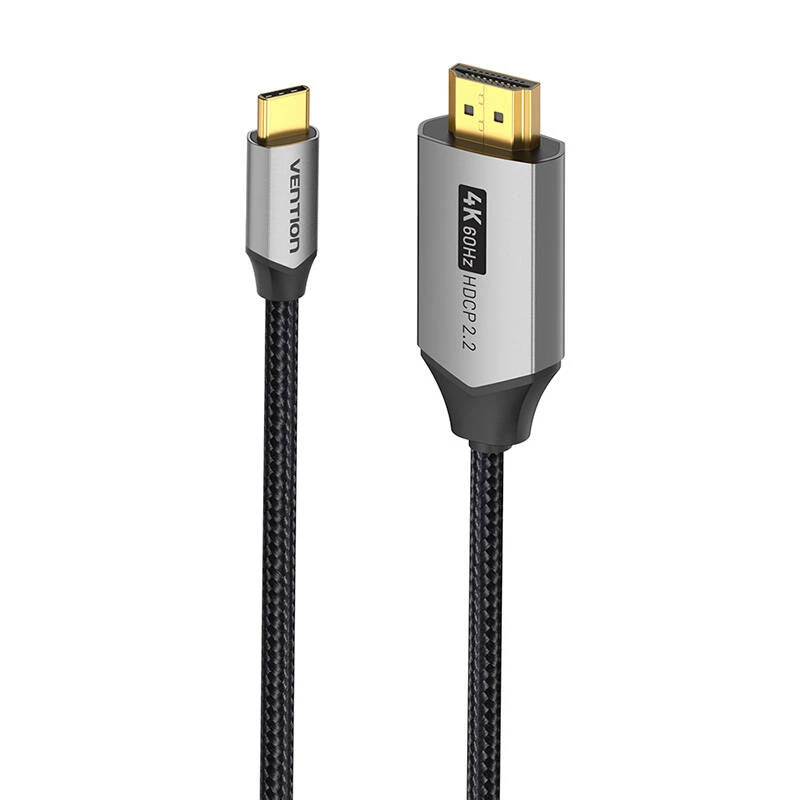 Cabo Vention USB-C para HDMI CRBBH – 2 m, 4K@60Hz, preto, USB-C para HDMI