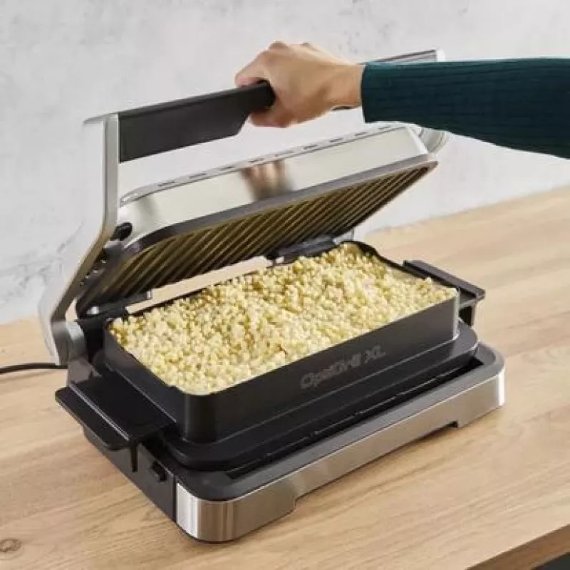 Grelhador elétrico de contacto Tefal OptiGrill+ XL aço inoxidável — grande capacidade, programas automáticos de cozedura
