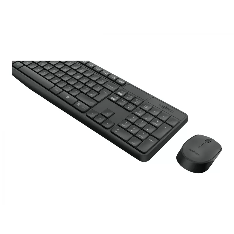 Logitech MK235 conjunto de teclado e rato sem fios durável em cinzento