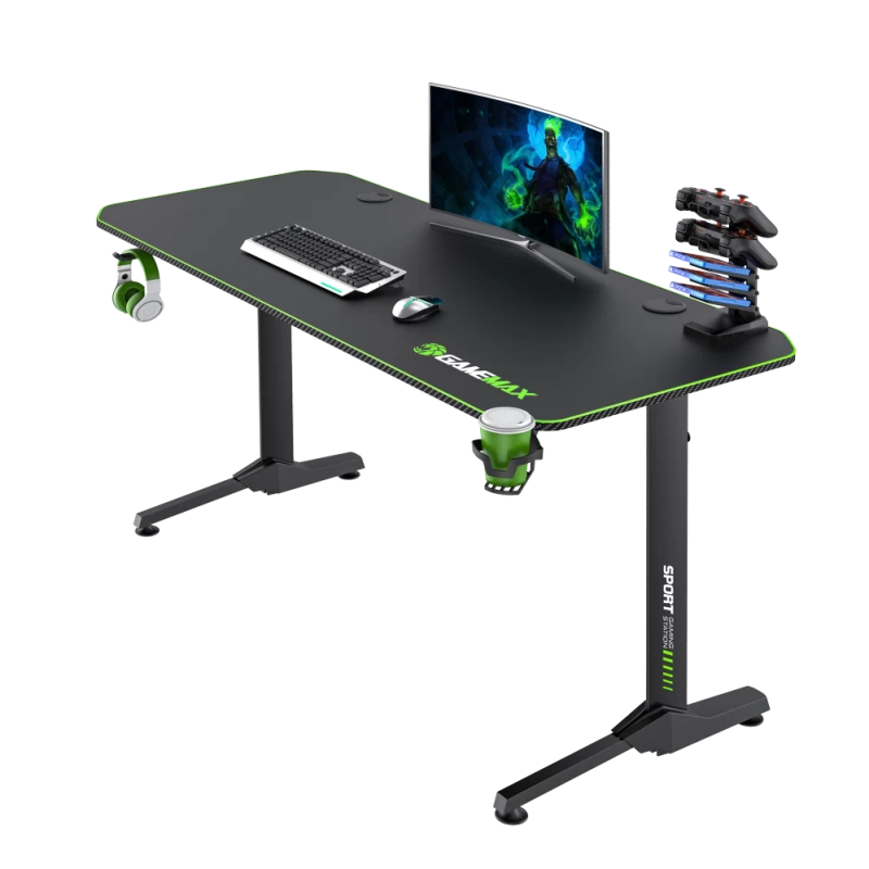 Secretária GameMax D140-CARBON — Secretária gaming/escritório, peso líquido 20,5 kg, dimensões brutas 125×795×682 mm
