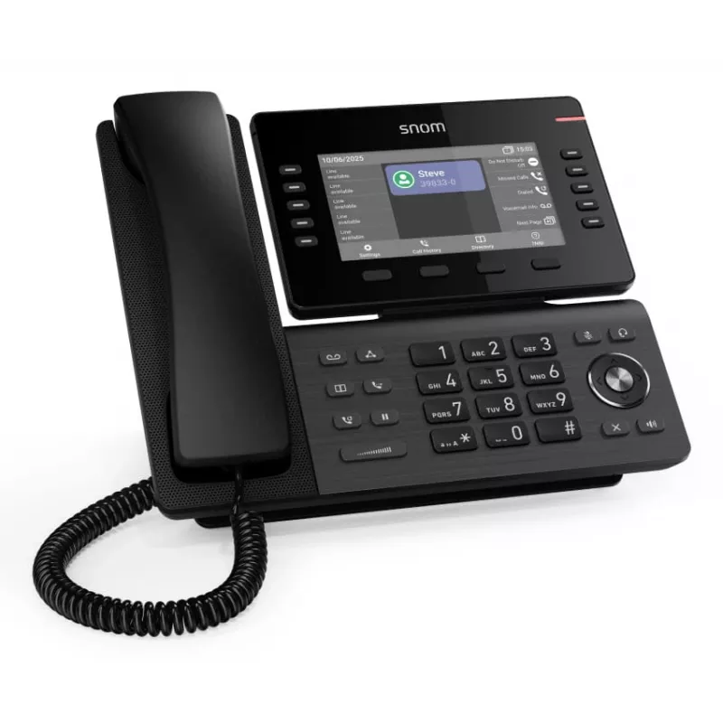 Telefone IP Snom D815WB preto — ecrã IPS de 5 polegadas, Gigabit Ethernet, Wi‑Fi 802.11n/ac, PoE, Bluetooth