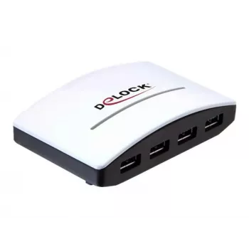 Hub USB DeLOCK 4 portas 5000 Mbit/s preto branco