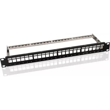 Painel de patch Keystone modular para rack helos 19 polegadas 1U 24 portas, preto