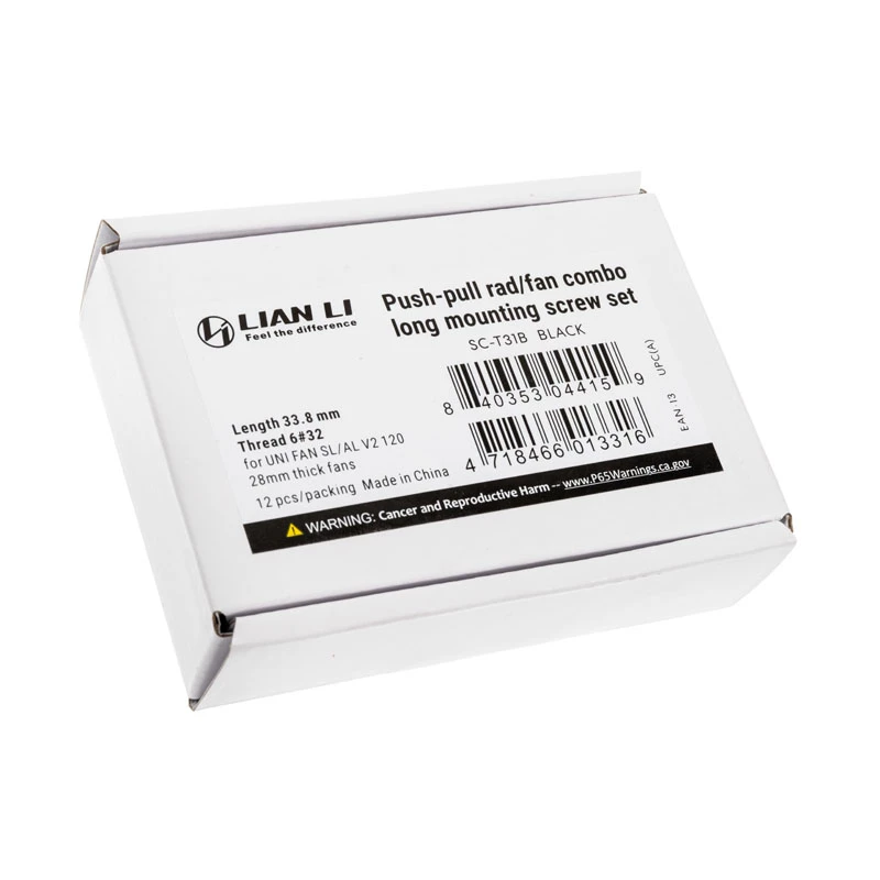 Parafusos Lian Li SC-T31B — conjunto com 12 parafusos de montagem para componentes de PC