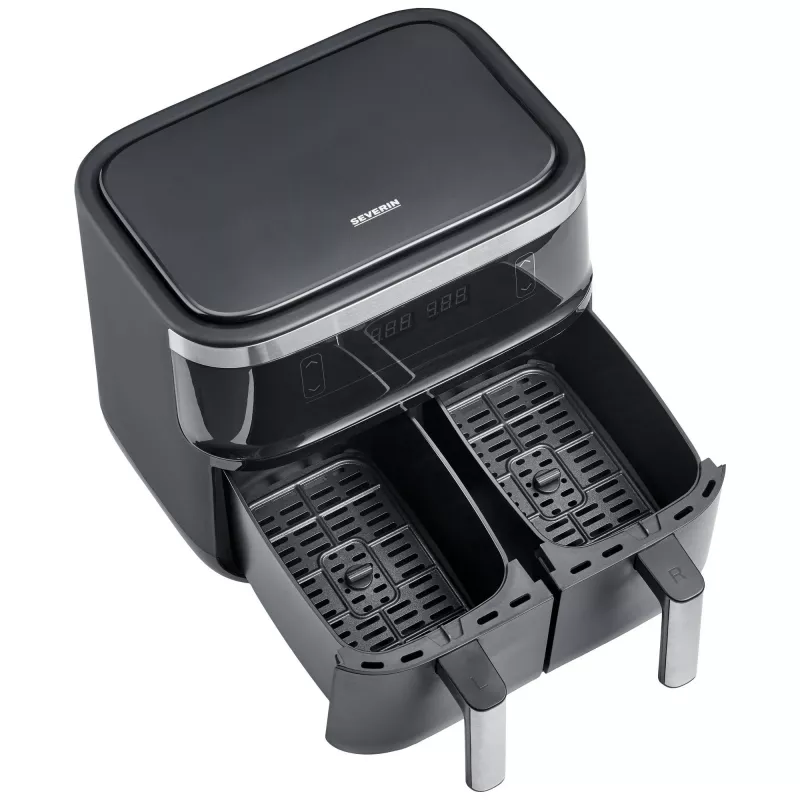 Fritadeira de ar quente Severin FR 2453 Double 3,25 L 2850 W preto prateado
