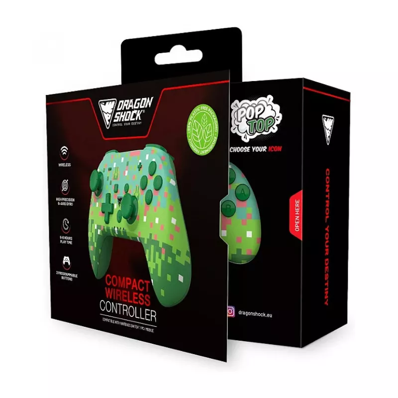 Dragonshock comando Poptop sem fios cubos verde Switch