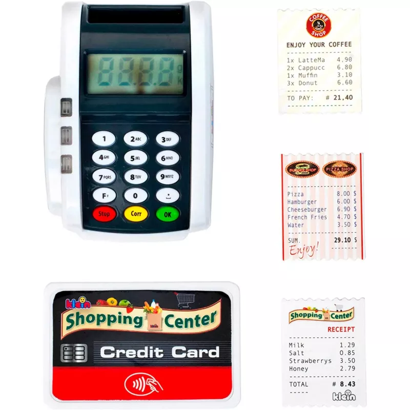 Terminal POS com luz e som, brinquedo de faz de conta