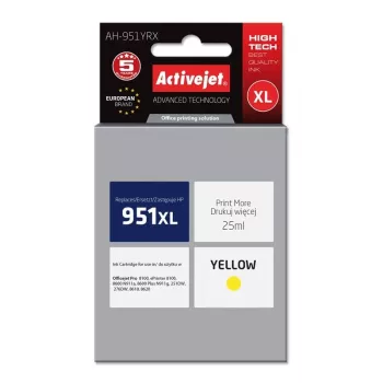 Cartucho de tinta ActiveJet AH-951YRX compatível com HP 951XL CN048AE — amarelo, 25 ml, XL