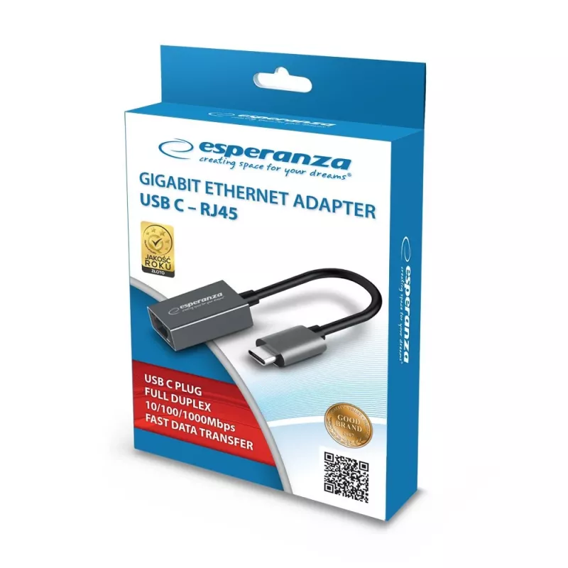 Esperanza ENA102 adaptador USB-C para RJ45 Gigabit Ethernet
