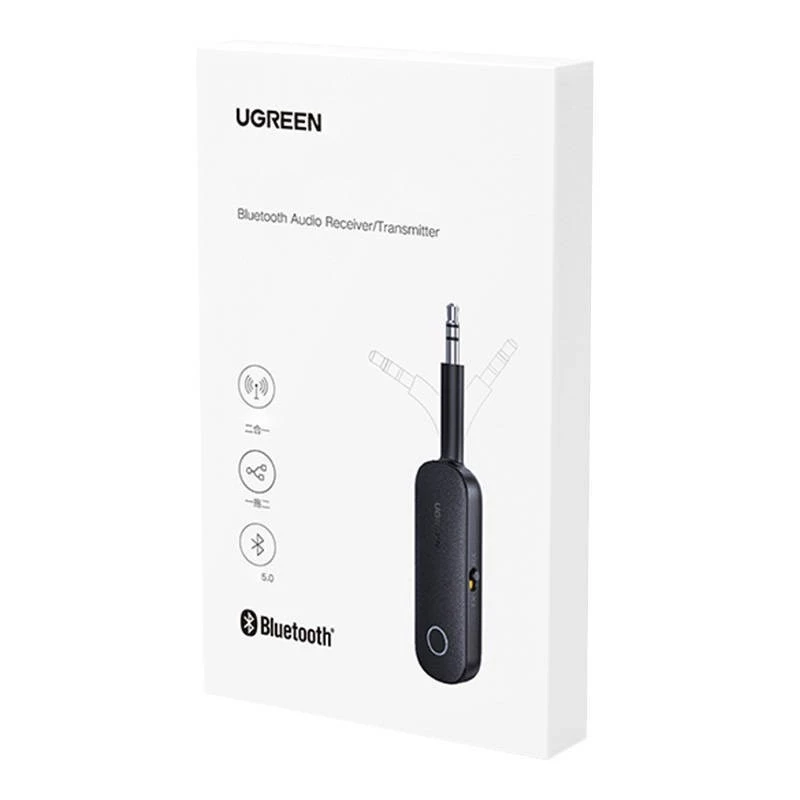 Recetor/transmissor Bluetooth UGREEN CM403 – jack 3,5 mm, Bluetooth 5.0, bateria 145 mAh, preto