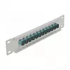 Patch panel de fibra ótica DeLOCK 10 polegadas 12 portas SC simplex aqua 1U cinzento