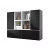 Conjunto de móveis de sala Cama ROCO 19 (4xRO3 + 4xRO6) branco/branco/preto