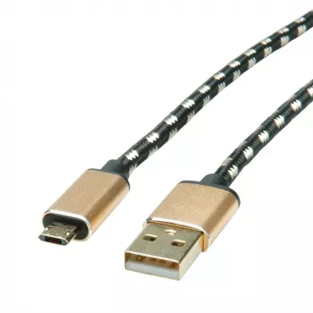 ROLINE 11.02.8819 Cabo USB 0,8 m USB 2.0 USB C Micro-USB B preto - dourado (11.02.8819)