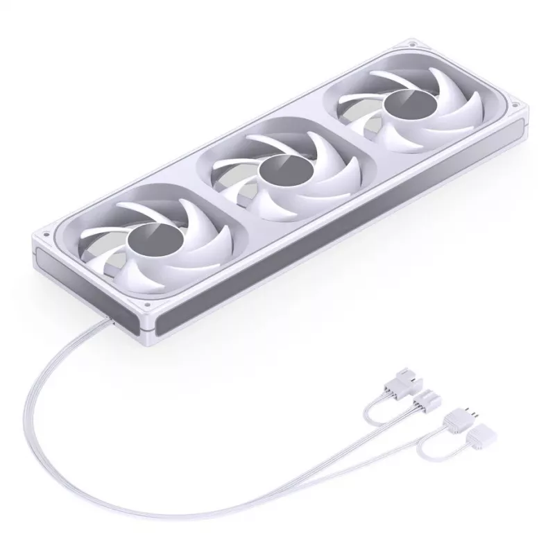 Kit de ventoinhas para radiador 360mm ARGB PWM Jonsbo ZB-360 branco — 3 ventoinhas 120mm PWM ARGB para radiadores de refrigeração líquida