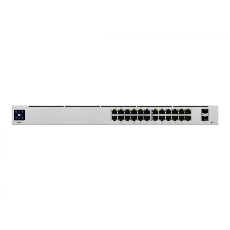 Comutador gerido L2/L3 Ubiquiti UniFi USW-24-POE, 24x Gigabit Ethernet (16x PoE+), 2x SFP, 1U, prateado
