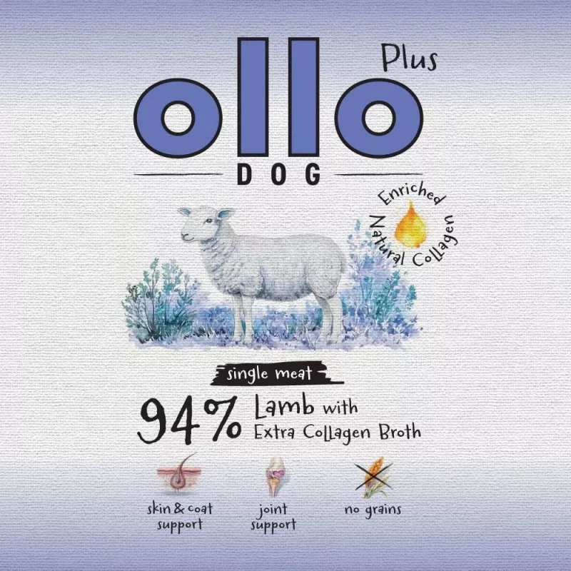 Ollo Plus Colagénio Cordeiro 400g Lata para cães