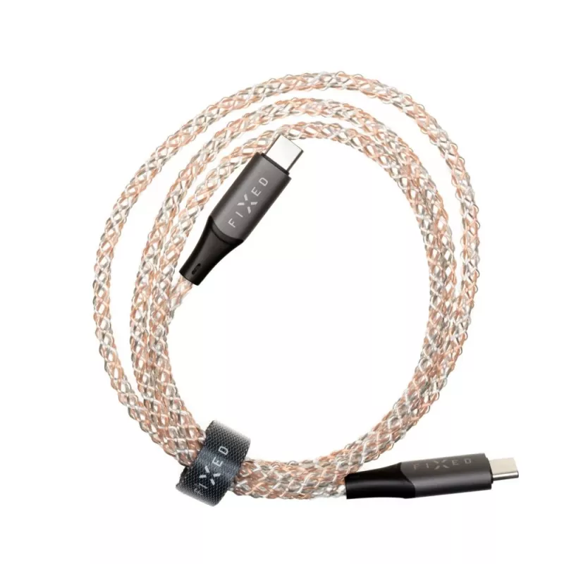 Cabo de carregamento USB-C para USB-C FIXED FIXDLED-CC-RA com suporte PD e comprimento fixo, LED arco-íris integrado