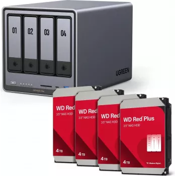 Caixa NAS UGREEN NASync DXP4800 Plus com discos internos Western Digital 16 TB (4 x 4 TB)