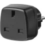 Adaptador de viagem ficha UK/tomada com terra, adaptador de tomada preto