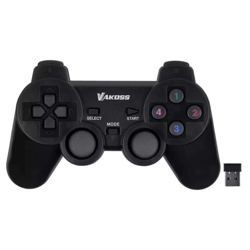 VAKOSS GP-4705BK comando sem fios USB, PC/PS3, vibração dual shock, analógico/digital, preto