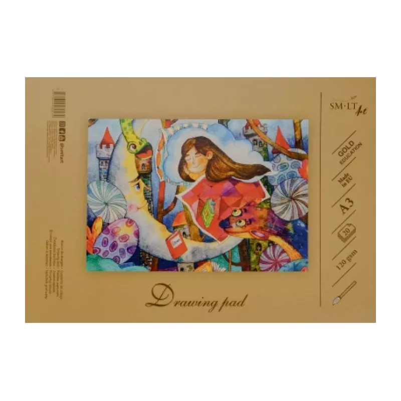 Bloco de desenho SMLT A3 20 folhas 120 g/m² – papel de esboço e desenho