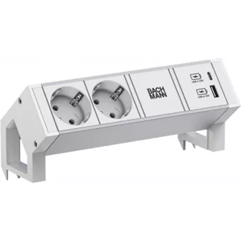 Bachmann DESK2 ALU branco 937.4022xCEE7/3 1xUSB A/C 22W 0 2m GST18