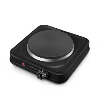 Placa de cozinha fechada ESPERANZA ST. HELENS 1 zona, botão rotativo, 1×1000 W, 15,5 cm, bancada, preto