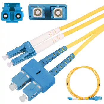 Cabo de fibra ótica Extralink EX.3616, FTTH G.652D, SC para LC, 2 m, duplex integral, amarelo
