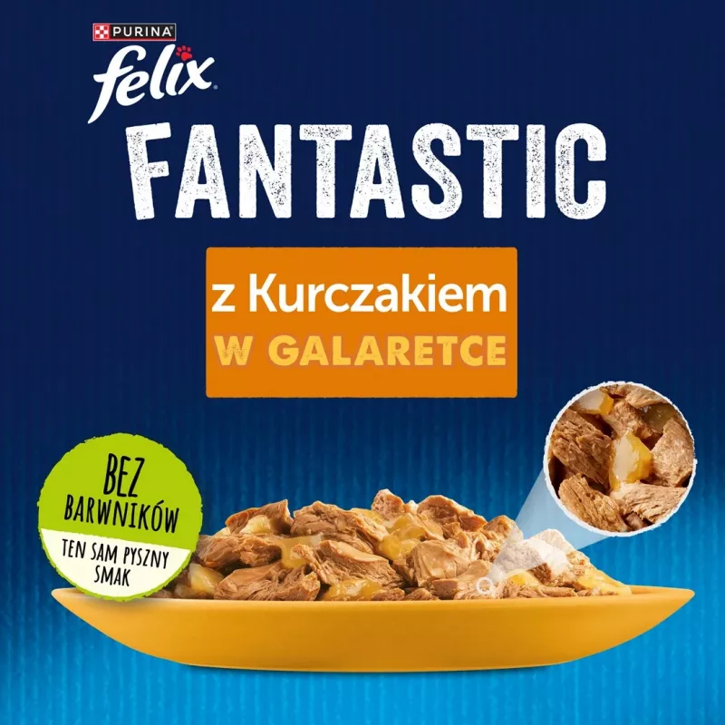 Purina Felix Fantastic comida húmida para gatos com frango em gelatina, 85 g