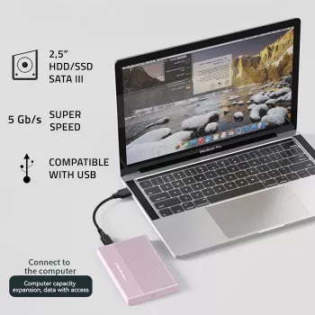 Caixa para SSD HDD 2,5 polegadas, SATA, USB 3.0, 2 TB