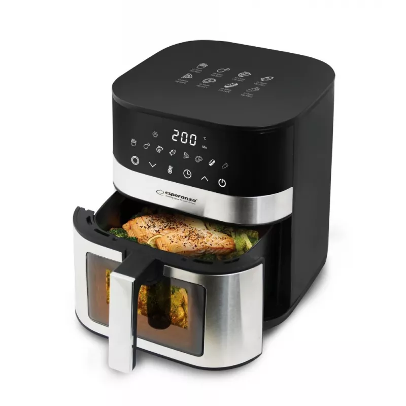 Fritadeira de ar quente ESPERANZA Pesce Alla Griglia 5 L, fritadeira de ar quente sem óleo, 1400 W, 8 programas, 200 °C, controlo tátil