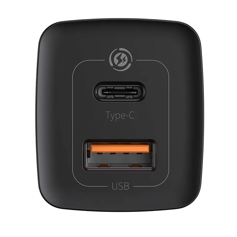 Carregador Baseus CCGAN2L-B01 para dispositivos móveis universal preto AC carregamento rápido para interiores