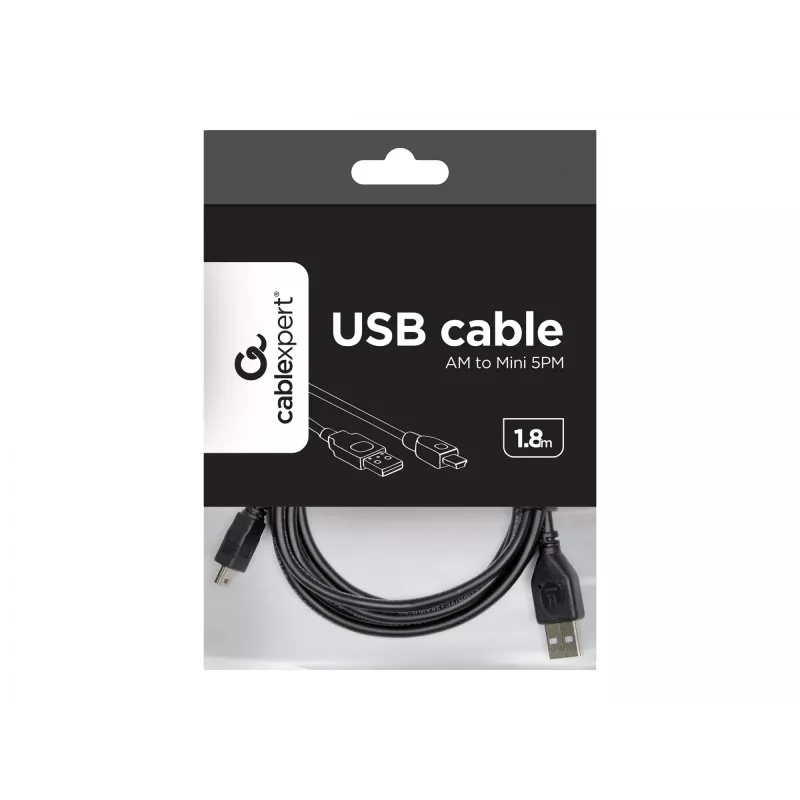 Cabo USB Gembird 1,8 m USB 2.0 A/Mini-USB M USB A Mini-USB B preto