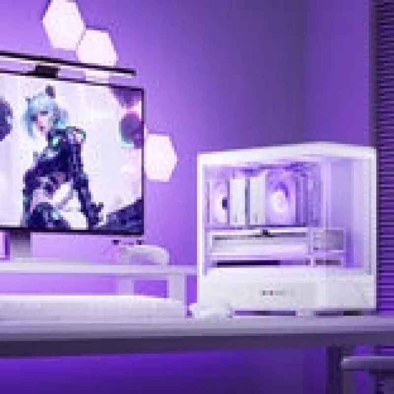 Caixa mid-tower mATX Jonsbo D200 branca com vidro temperado e mini ecrã de temperatura