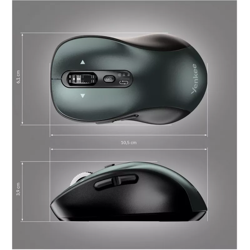 YENKEE YMS 2010BK GYRO Dual rato sem fios, Bluetooth + USB 2,4 GHz