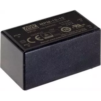 Fonte de alimentação MEAN WELL MPM-10-5, 10 W, saída 5 V, entrada 80–264 V