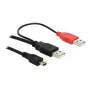 Cabo USB DeLOCK 2x ficha USB2.0-A / USB mini 5 pinos 1 m preto