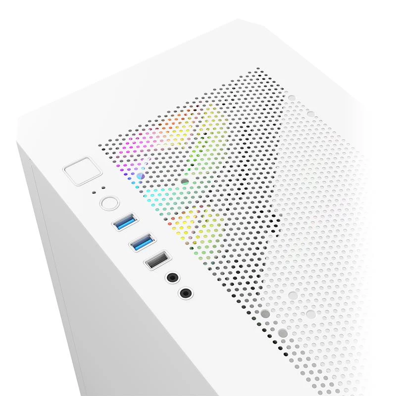Caixa Micro-ATX Montech AIR 100 ARGB com quatro ventoinhas ARGB pré-instaladas, design ultra-minimalista, painel frontal em malha fina, elevado fluxo de ar, lateral única